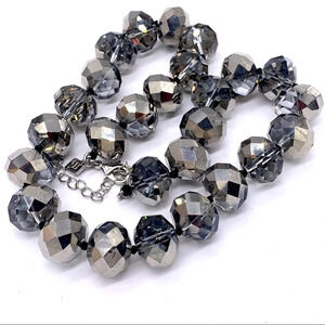 Banana Republic Silver Gray Faceted Beaded Necklace